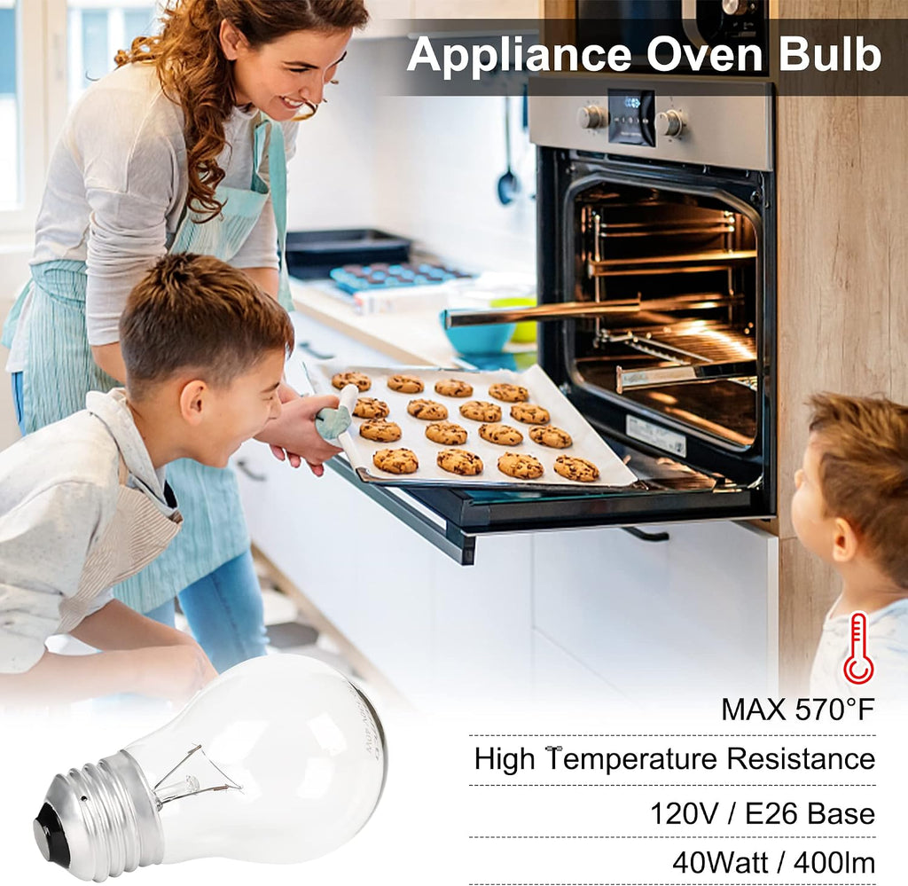 Appliance Oven Light Bulb A15 40W High Temperature 500 Degrees Resistant for Refrigerator Over Stove Microwave Range