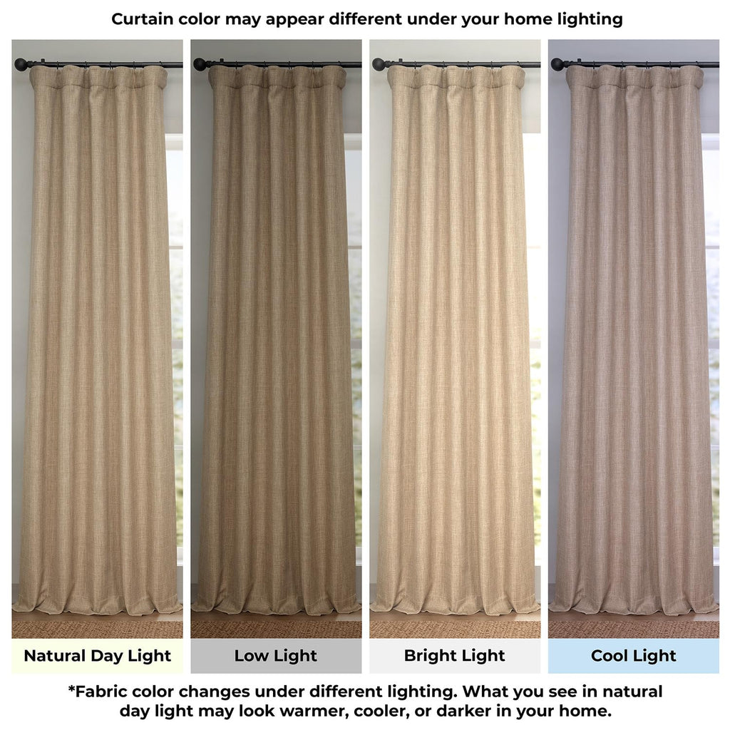 Faux Linen Extra Wide Curtains (1 Panel) - 100W X 96L, Nomad Tan