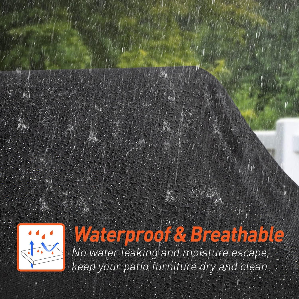 Patio Chaise Lounge Cover Waterproof 2 Pack, 80" x 30" x 26" H,Black | Lounge Chair Covers for Outdoor Pool Lounger