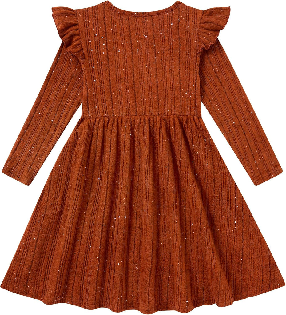 Toddler Girls Fall Dress Long Sleeve A-Line Sparkle Party Outfit