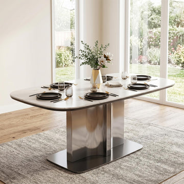 63" Sintered Stone Dining Table for 6-8, Modern Kitchen Table