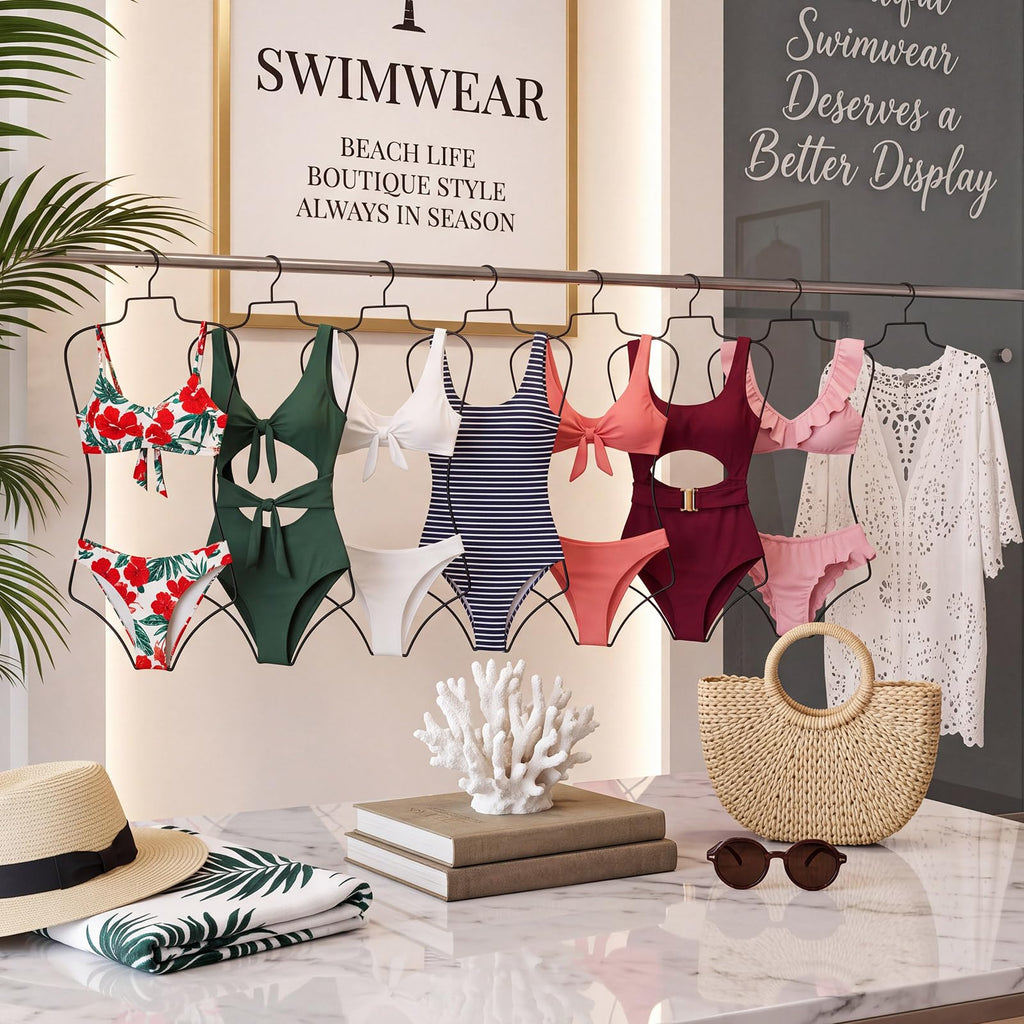 16 Pcs Metal Body Shape Bikini Hangers for Lingerie, Black