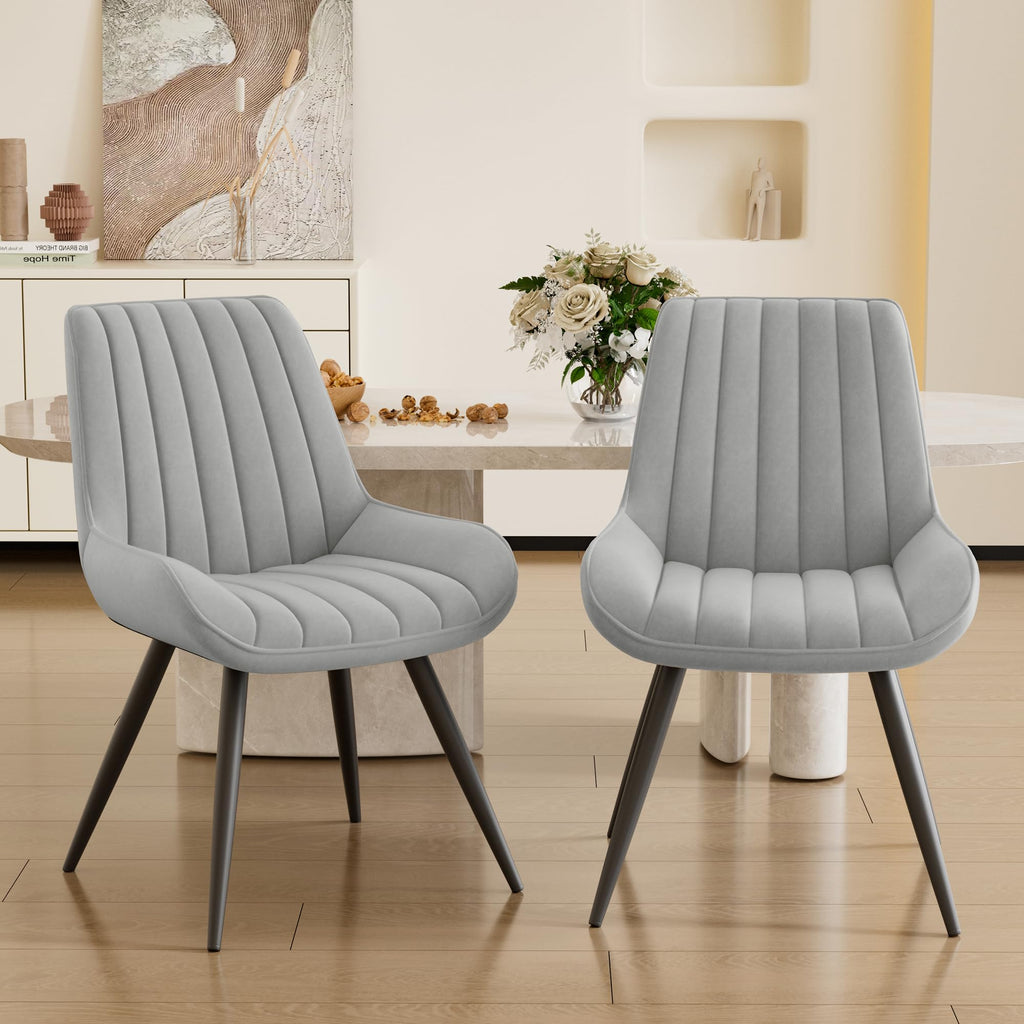 Dining Chairs Set of 6, Mid Century Modern Kitchen Chairs with Soft Cushion, Comfortable Upholstered Fabric Dining