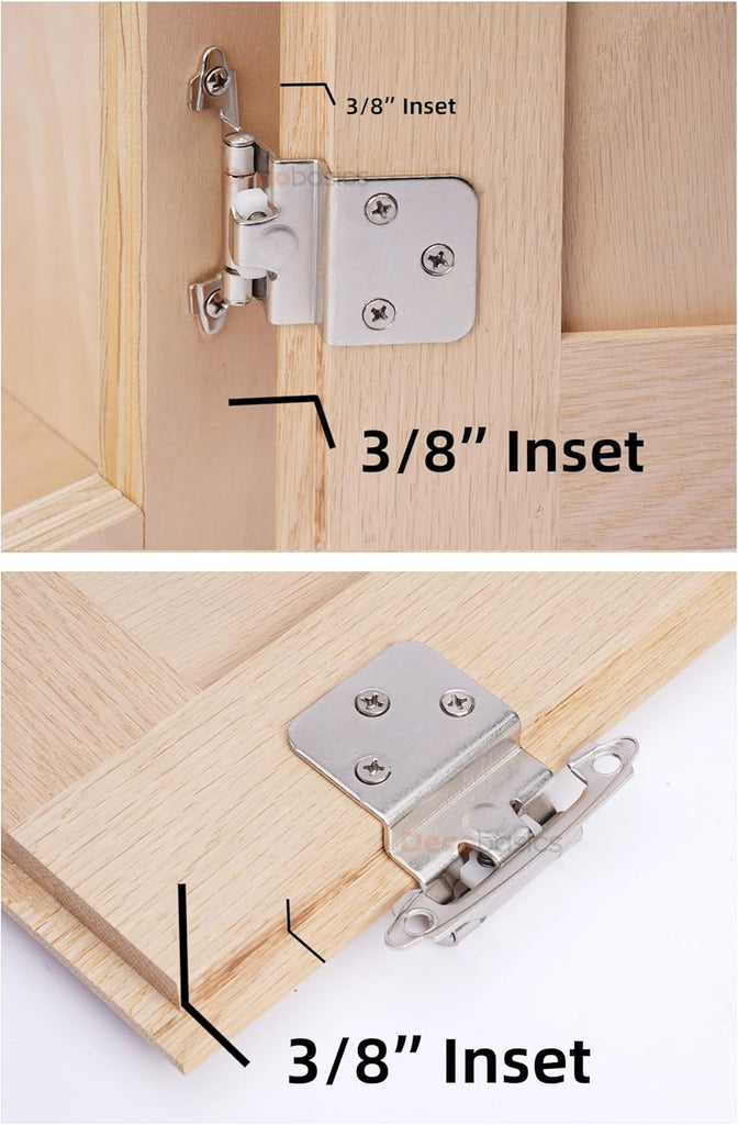 3/8" Inset Cabinet Hinges Brushed Nickel (25 Pair -50 Pcs) Offset Self Closing Cabinet Hinges Cabinets Satin Nickel