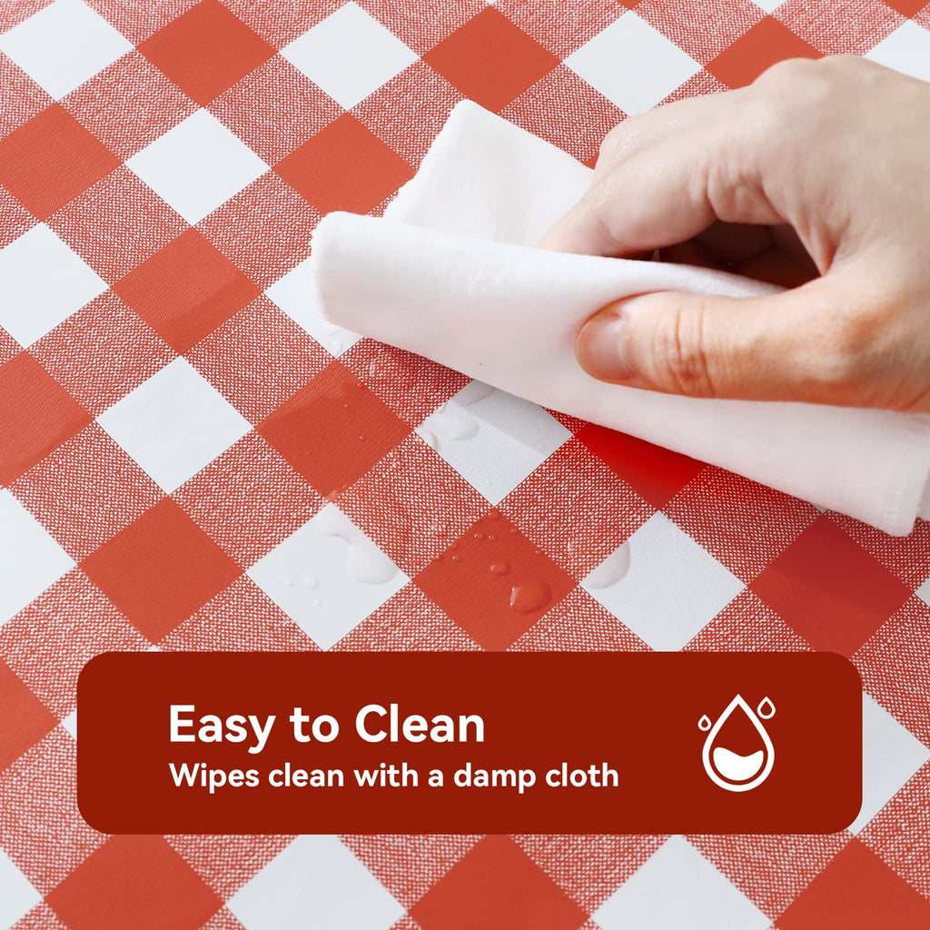 Gingham Vinyl Tablecloth, Rectangle 54 x 78, Red and White