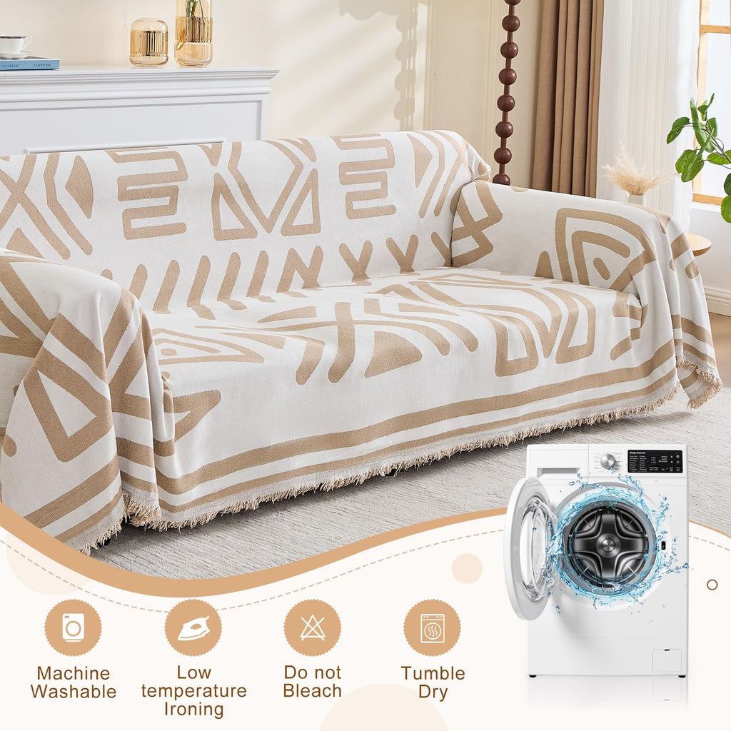 Boho Couch Cover Sofa Covers for 4 Cushion Couch, Couch Covers Washable Blanket Sofa Covers, Chenille L Shape