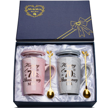 70th Wedding Anniversary GIF-ts, 2PCS Happy 70th Anniversar-y Gifts Mr and Mrs Gifts 70 Years Anniversar-y Gift for