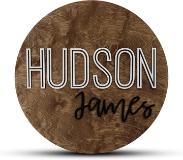 Round Nursery Name Sign, Personalized Wooden Wall Plaque, 12" 18" 24", 30" 3D Wall Art for Children & Kids Rooms