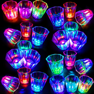 24 Pack LED Light Up Shot Glasses, 2OZ Bulk Plastic Party Cups
