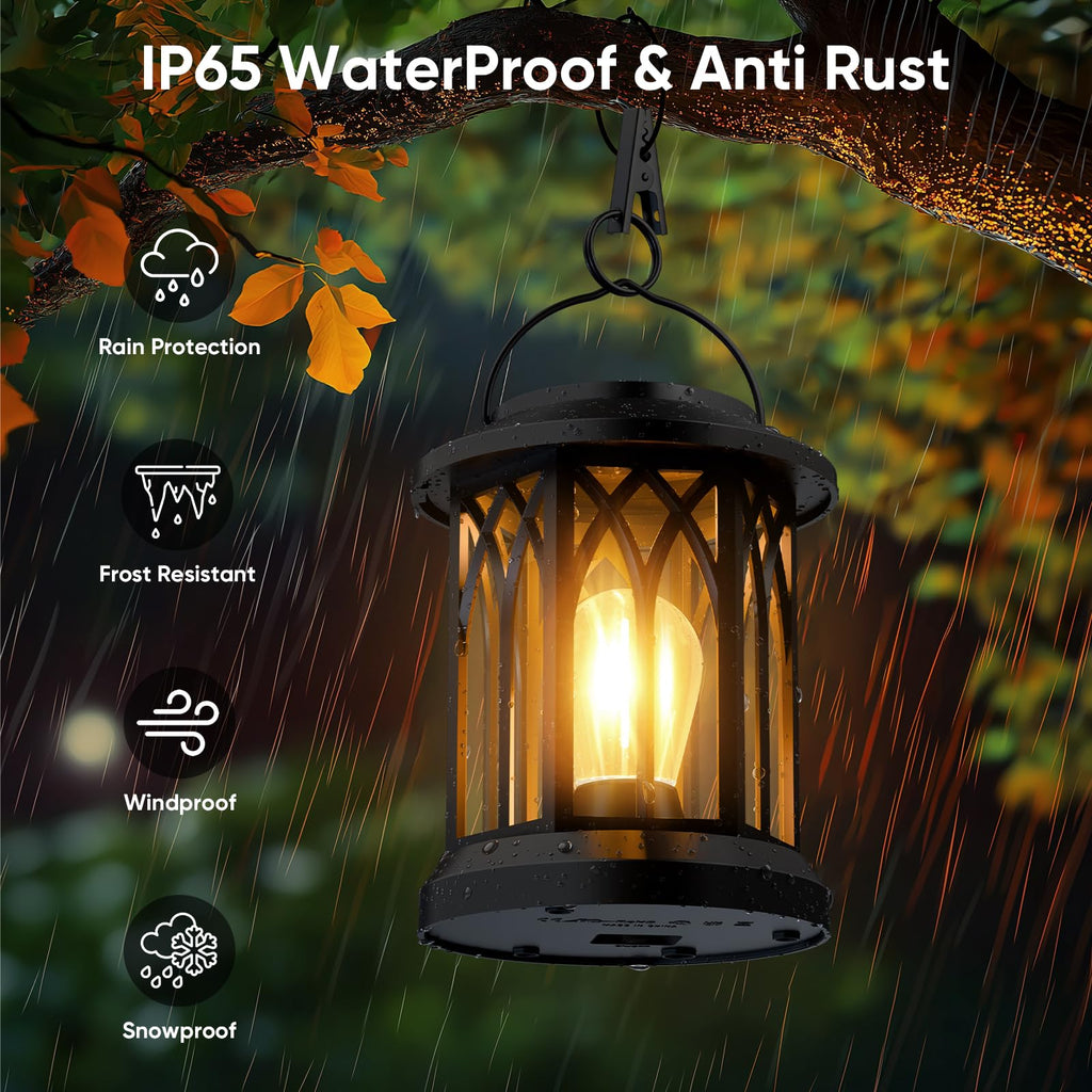 Solar Lanterns Outdoor Waterproof 4-Pack: Hanging Lantern Accent Warm Light
