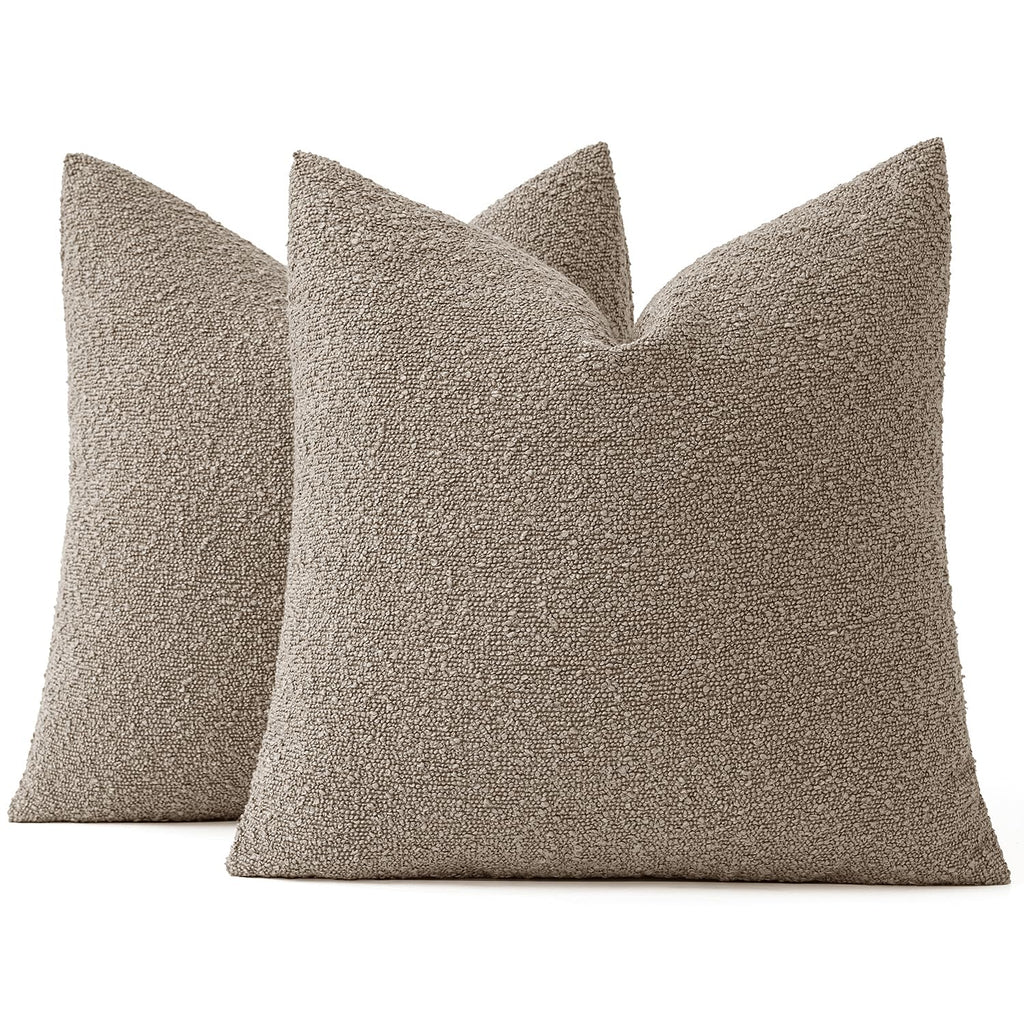 20x20 Decorative Boucle Couch Pillow Covers Light Taupe