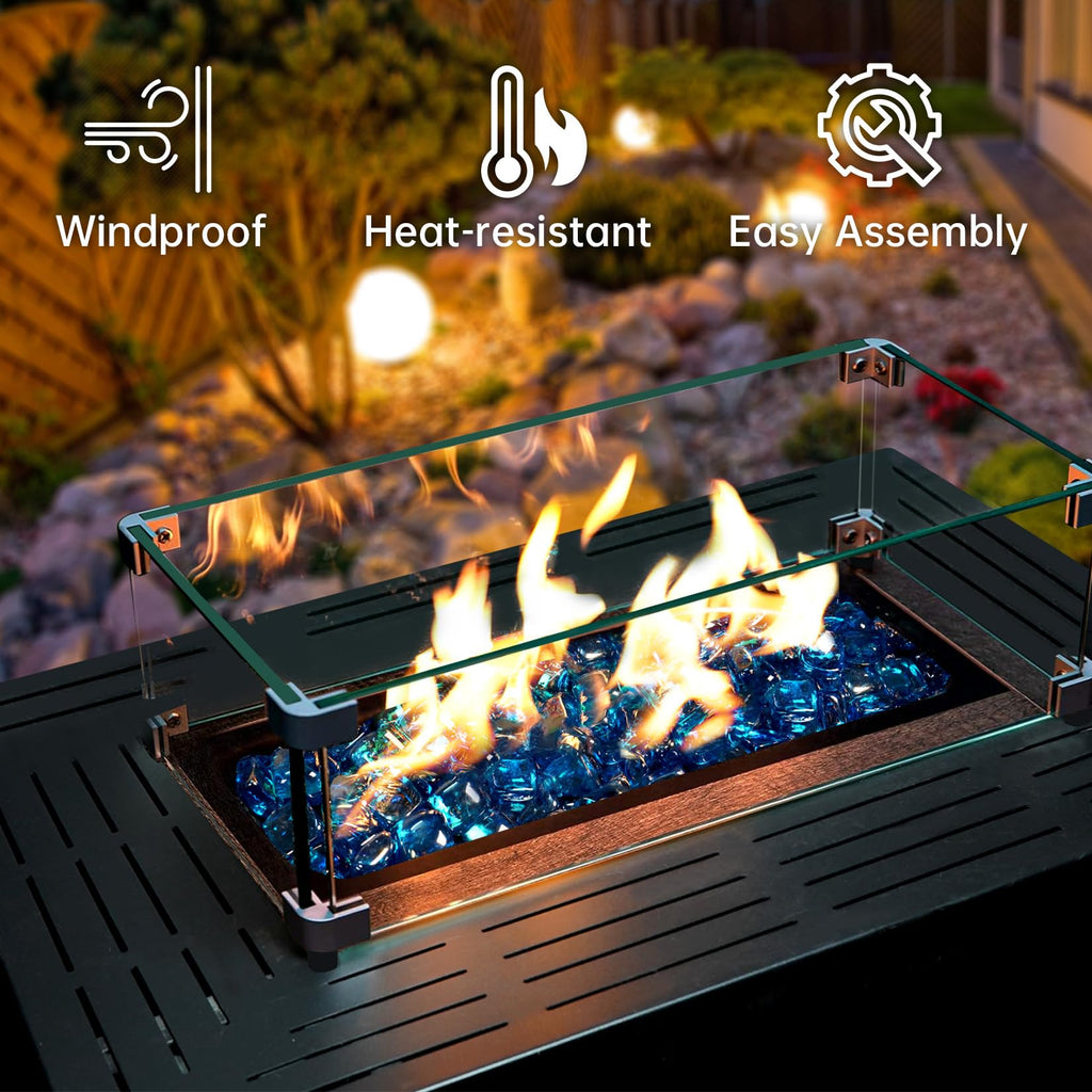 Fire Pit Wind Guard, 23.5" x 7.5" Fire Pit Wind Guard Rectangle