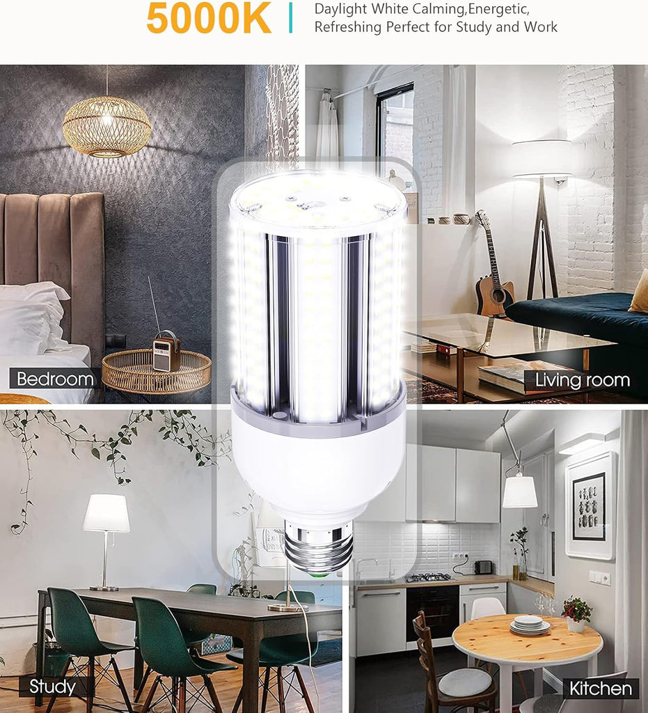 300W Equivalent LED Corn Light Bulb 5000 Lumen 5000K 30W Large Area Cool Daylight White E26/E27 Medium Base