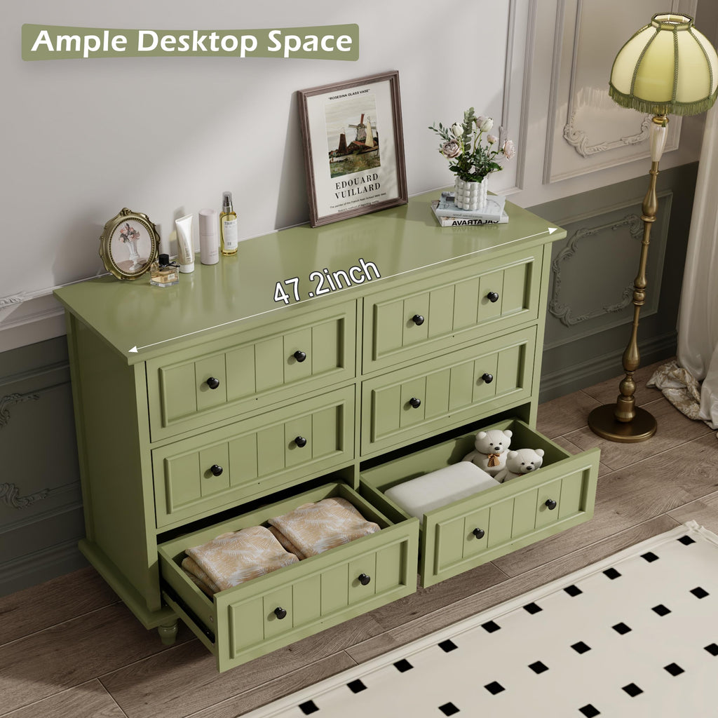Green 7 Drawer, Vintage Chest of Drawers, 47.2'' Bedroom Cabinet