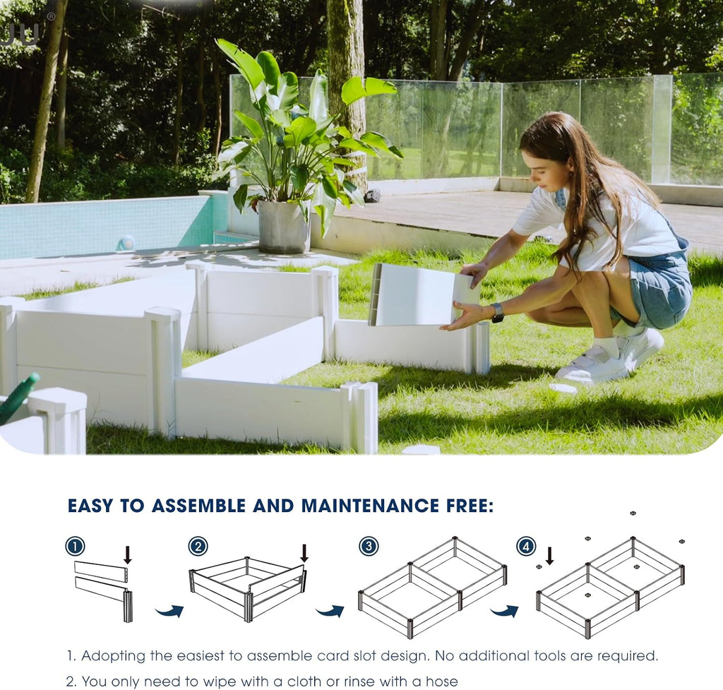 8x4x1ft Vinyl Raised Garden Bed, Maintenance-Free Outdoor Garden Planter Box, Never Rust or Rot, Durable Open-Bottom