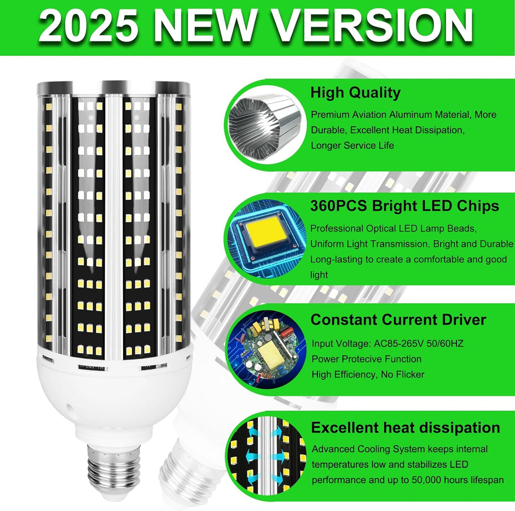 4 Pack 1000W Equivalent Led Corn Light Bulb, 10000 Lumen 5000K Daylight White 100W LED Corn Bulb, AC85-265V, E26/E39