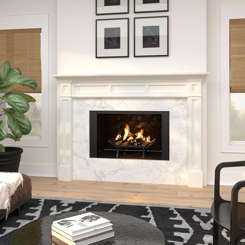 Furniture for Your Fireplace, Premium Grade A MDF Mantel Surround, Crisp White Paint, Interior Opening 56"