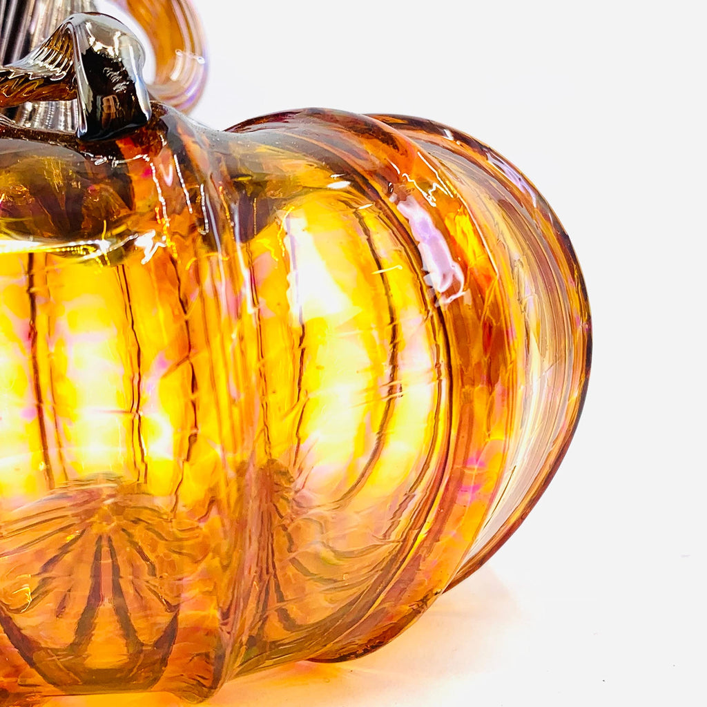 Handmade Glass Pumpkins | Handmade Table Top Home Decor (Squat, Harvest)