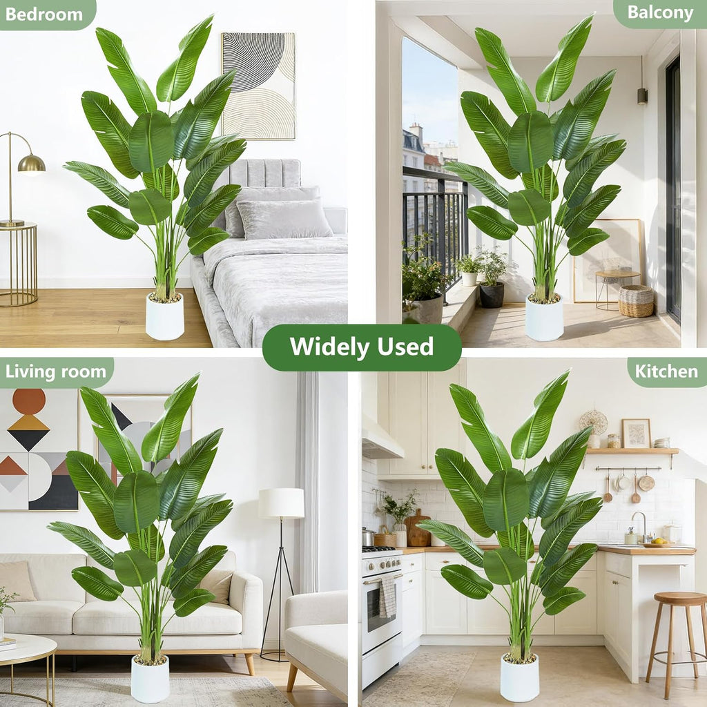 Bird of Paradise Artificial Tree 7ft Tall Faux Plant, Fake Banana Leaf Plant Indoor, Faux Palm Tree Faux Floor Plants