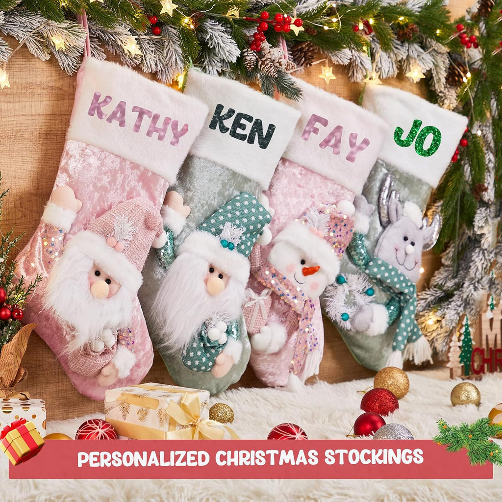 Personalized , Pink 18 Inches Xmas Stockings Holiday Christmas Decoration Gifts for Family Gril Boy Kids- 1 Pack