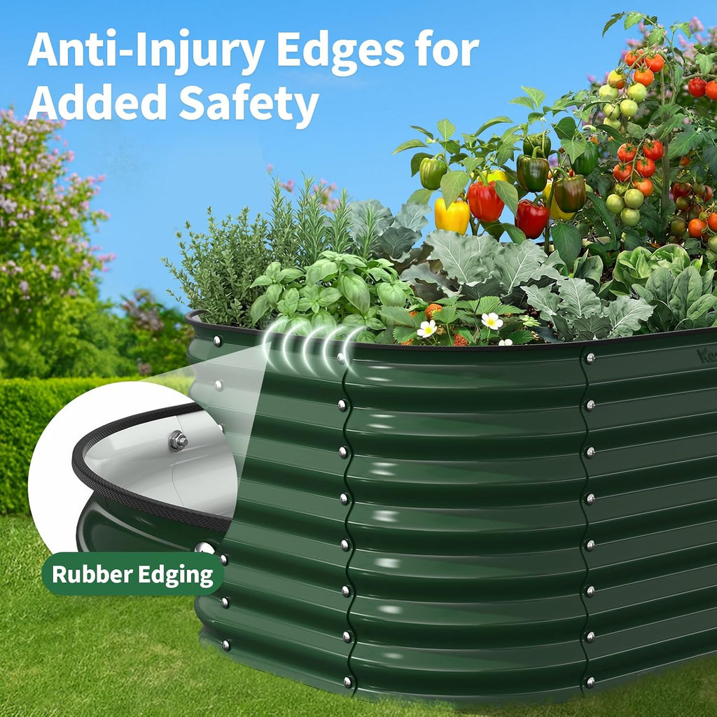 Raised Garden Bed Outdoor, Galvanized Steel Metal Raised Bed Planter for Vegetables, 24-Inch Deep Open Bottom