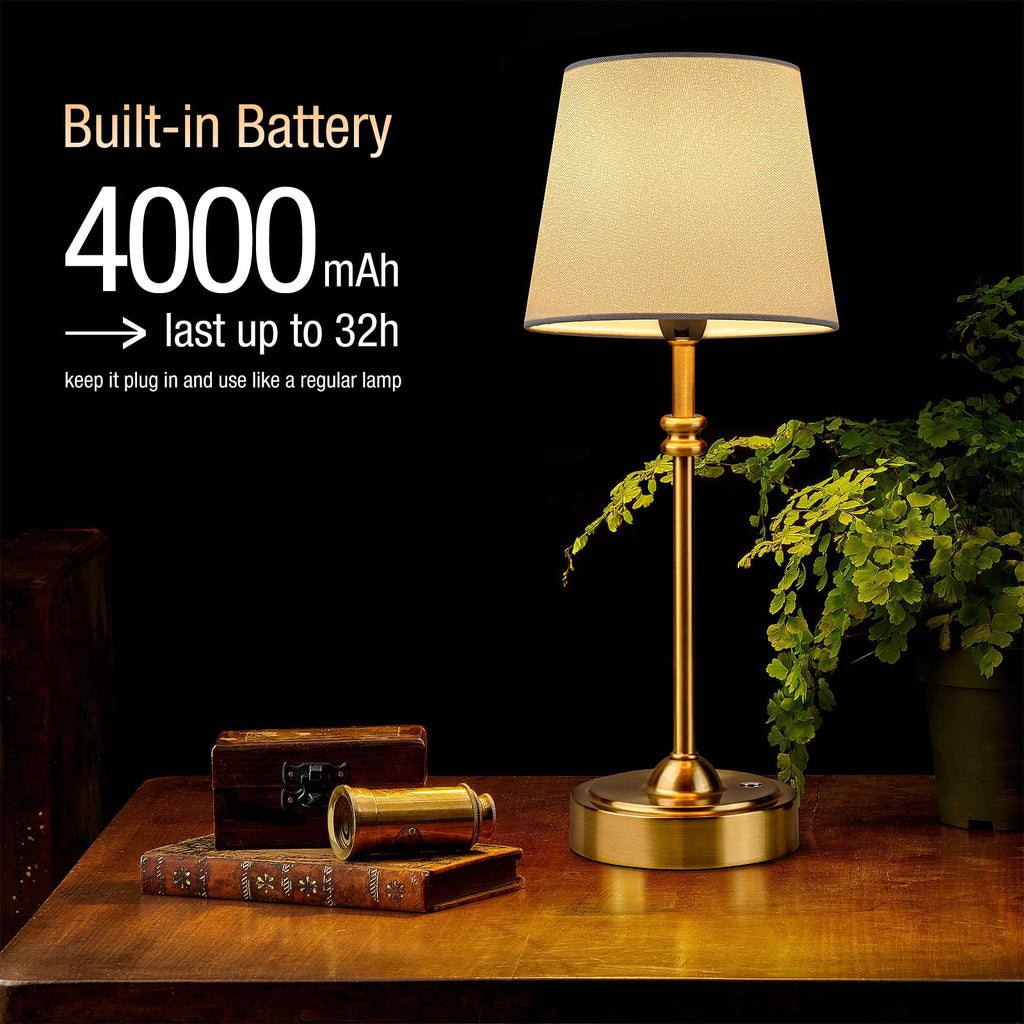 Cordless Lamp-Battery Operated Table lamp, 4000mAh Rechargeable, Stepless Dimmable, Small Touch Bedside Lamp