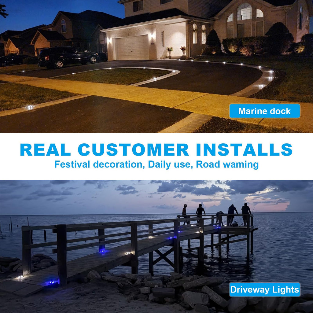 Solar Driveway Marker Lights Dock Marine Led Deck Outdoor 12 Pack