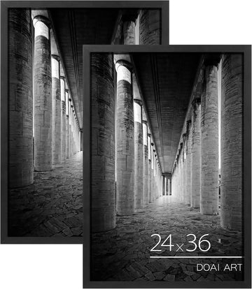 24x36 Poster Frame Black 2 Pack, Poster Frames 24 x 36 inches or 24x36 Picture Frames with HD Plexiglass for