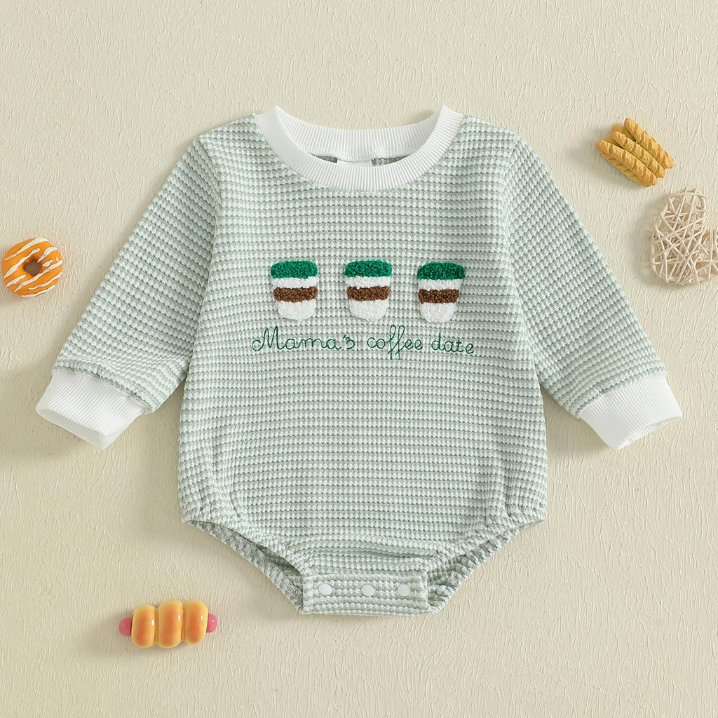 Newborn Infant Baby Boy Girls Oversized Romper Embroidery Sweater Onesie Coming Home Outfit Neutral Clothes (Mamas