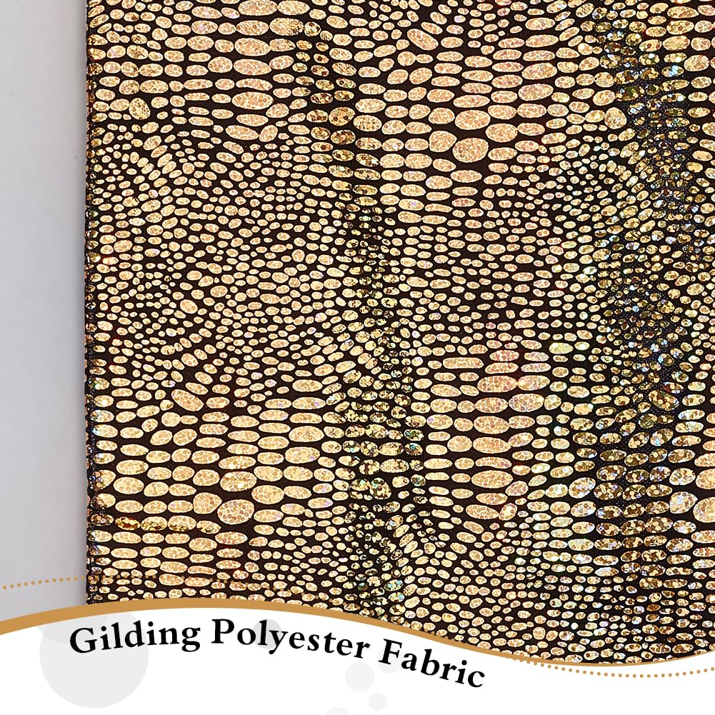 1 Yard Gold Snake Skin Texture Faux Leather Fabric 62.2in Width Gilding Polyester Fabric Shiny Snake Skin for Sewing