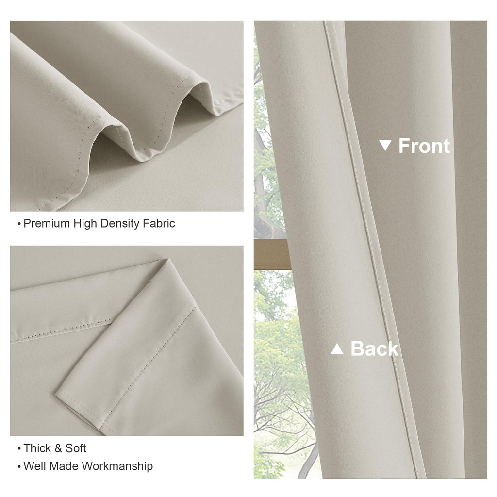 Short Black Out Curtains 48 inch Long for Small Window, Rod Pocket Privacy Bathroom Draperies, Thermal Insulated