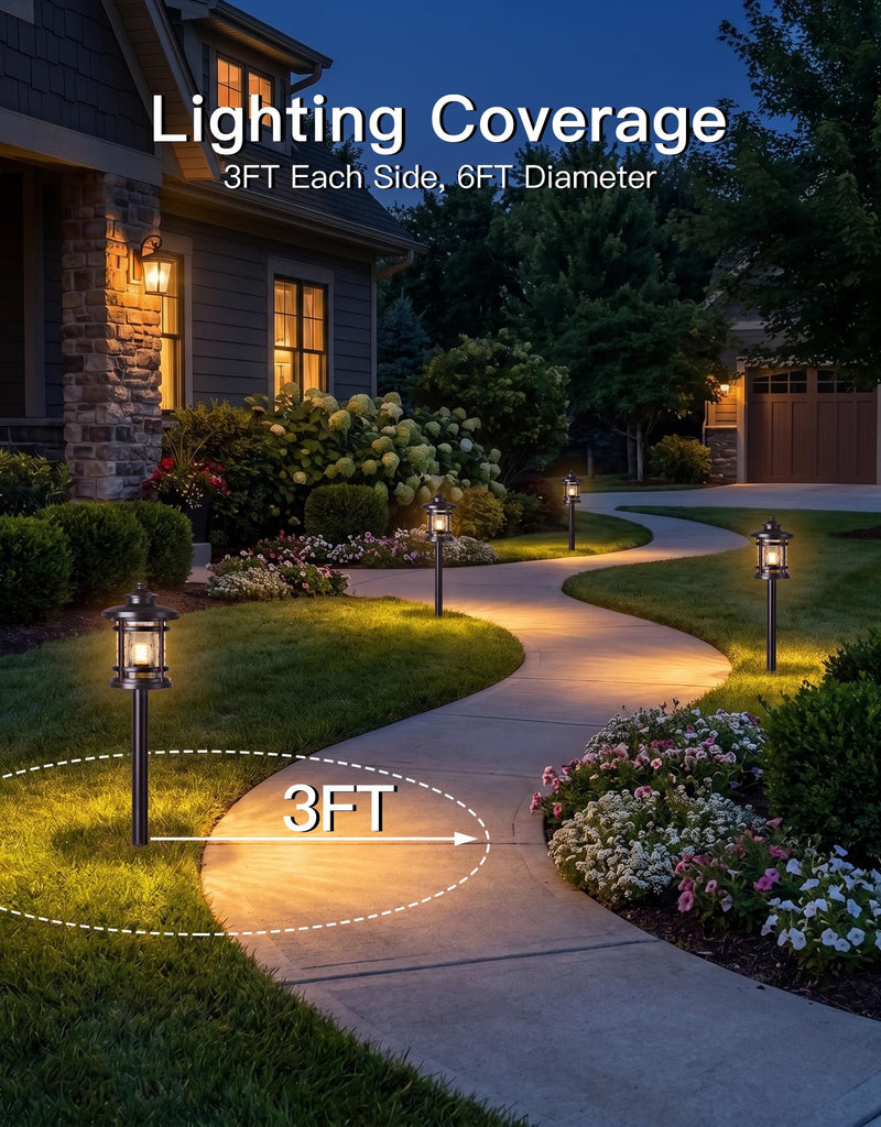 8 Pack Low Voltage Pathway Lights with G4 Bulbs, Seed Glass Shade, Aluminum