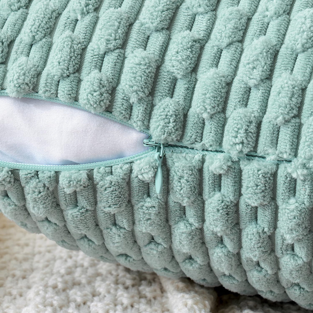Decorative Throw Pillow Covers 18x18 Turquoise Textured Corduroy