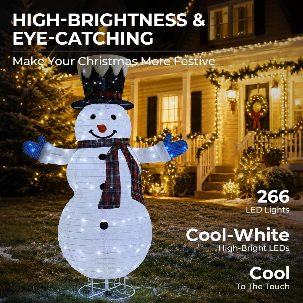 3-Piece 3D Lighted Snowman Family Set Outdoor Christmas Decorations Outdoor Snowman Decorations Collapsible Snowmen