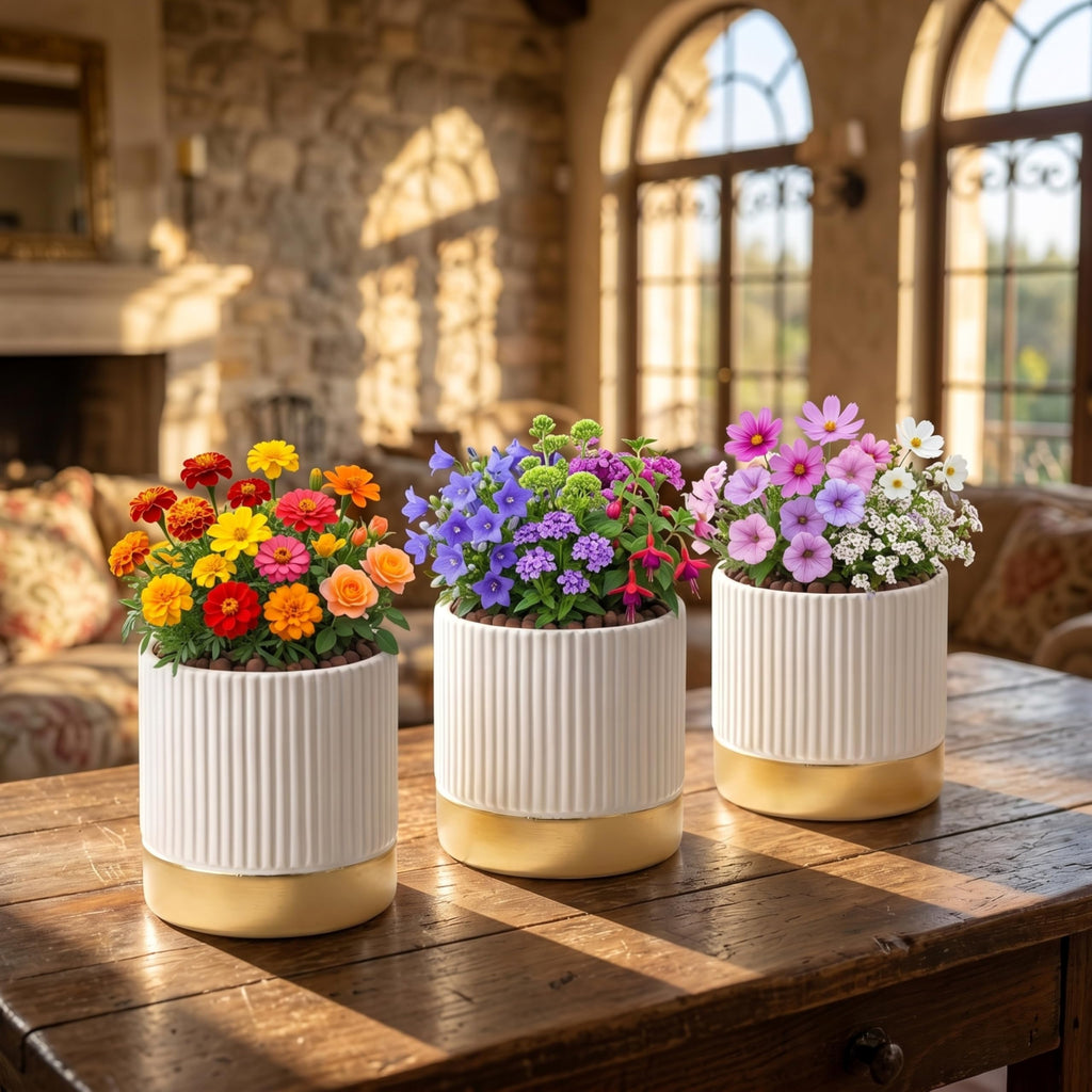 Set of 3 Cement Planter Pots with Drainage Hole, 4 inch Plant Pots for Plants Indoor Houseplants, Succulent Pots