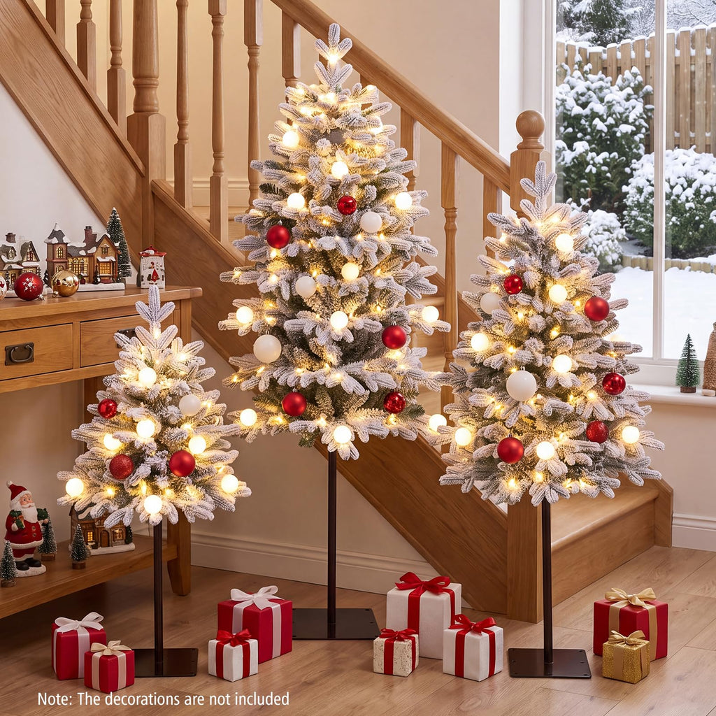 Artificial Pre-Lit Christmas Tree Set of 3, Battery Operation