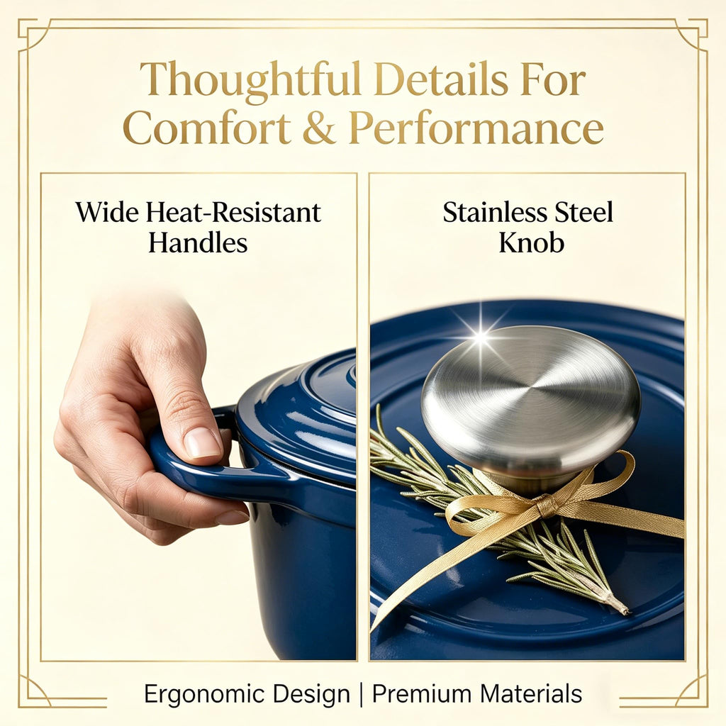 5-Piece Navy Blue Enameled Cast Iron Cookware Set