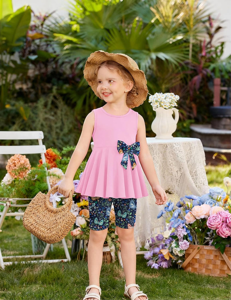 Toddler Girl Summer Clothes Sleeveless Top Dress Bike Shorts Set