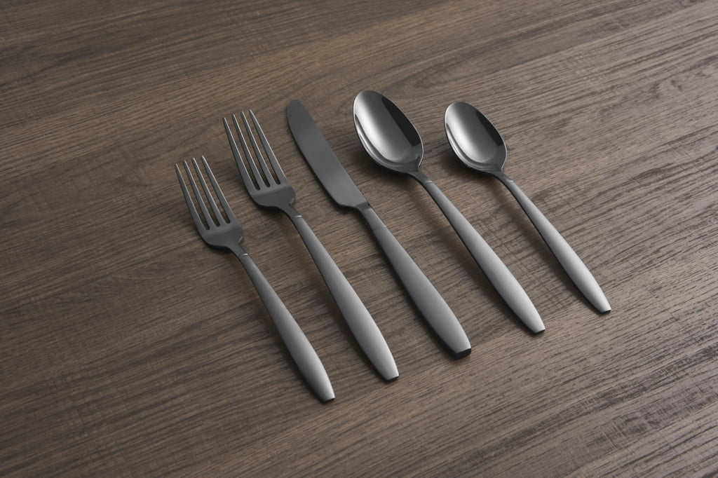 Mathison Black Sand/Mirror 45-Piece Flatware Set