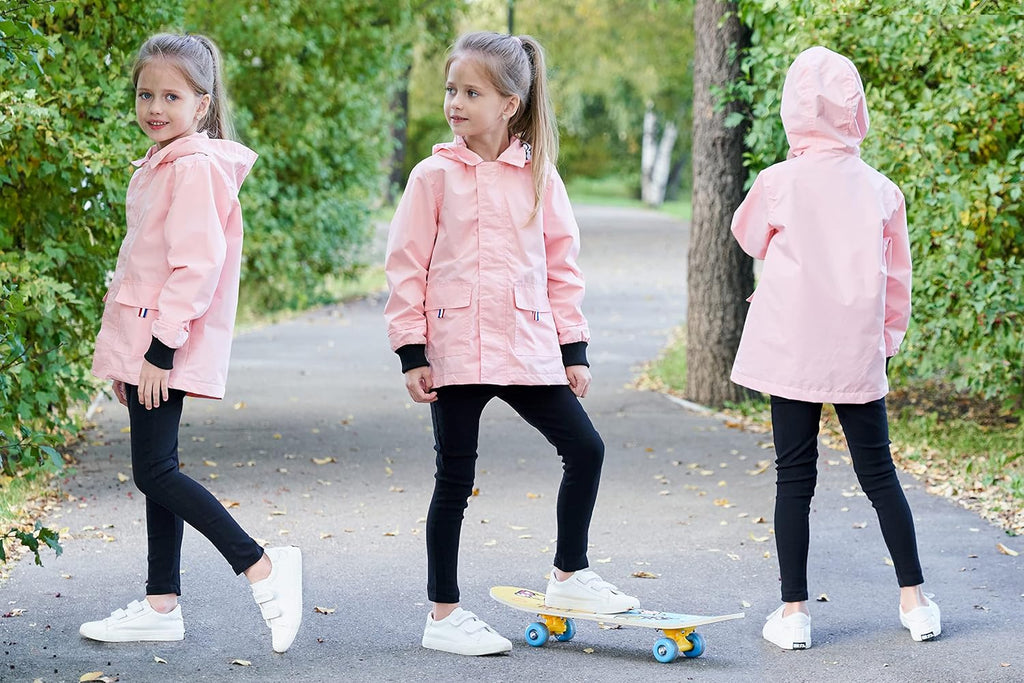 Boys Girls Waterproof Hooded Jackets Cotton Lined Rain Jackets