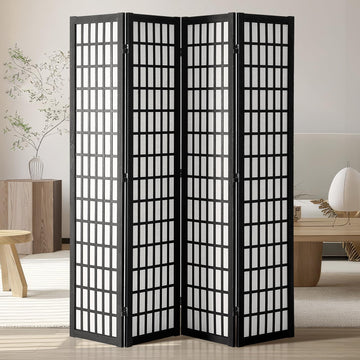 Room Divider, 4 Panel Japanese Room Divider, Wood Folding Privacy Screen Indoor, Partition Dividers Portable