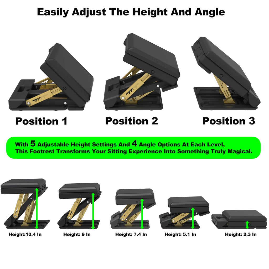 120 lbs Ergonomic Adjustable Under Desk Footrest & Leg Rest Stool