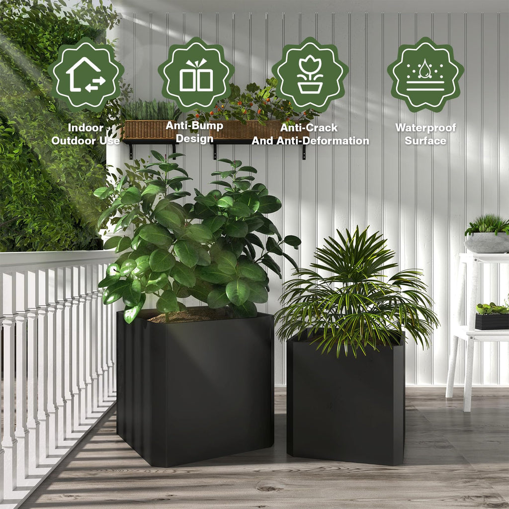Metal Planter Box 26"L x 26"W x 26"H Large Square Steel Planter Box