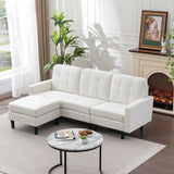 Convertible Sectional Sofa, Modern Linen Fabric L-Shaped Couch with Reversible Chaise for Living