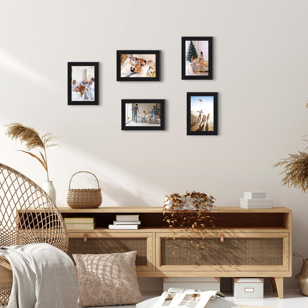 4x6 Picture Frame Set of 15, Black Picture Frames for 4 by 6 Photo