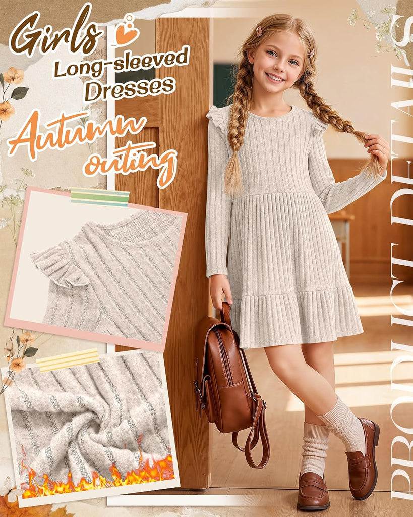 Girls' Long Sleeve Sweater Dress Fall Dresses
