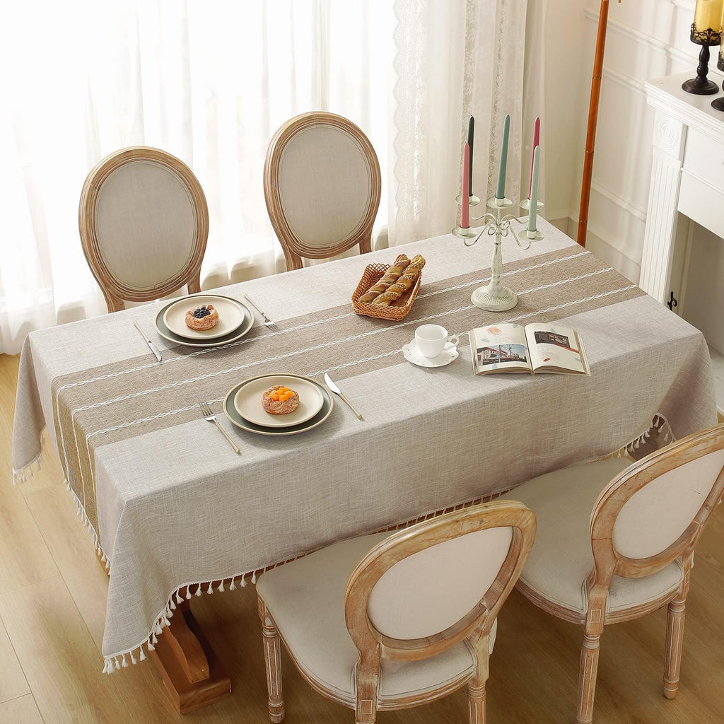 Rustic Tablecloth Cotton Linen Waterproof Farmhouse Tablecloth Burlap Table Cloths Dining Cloth Table Cloth for