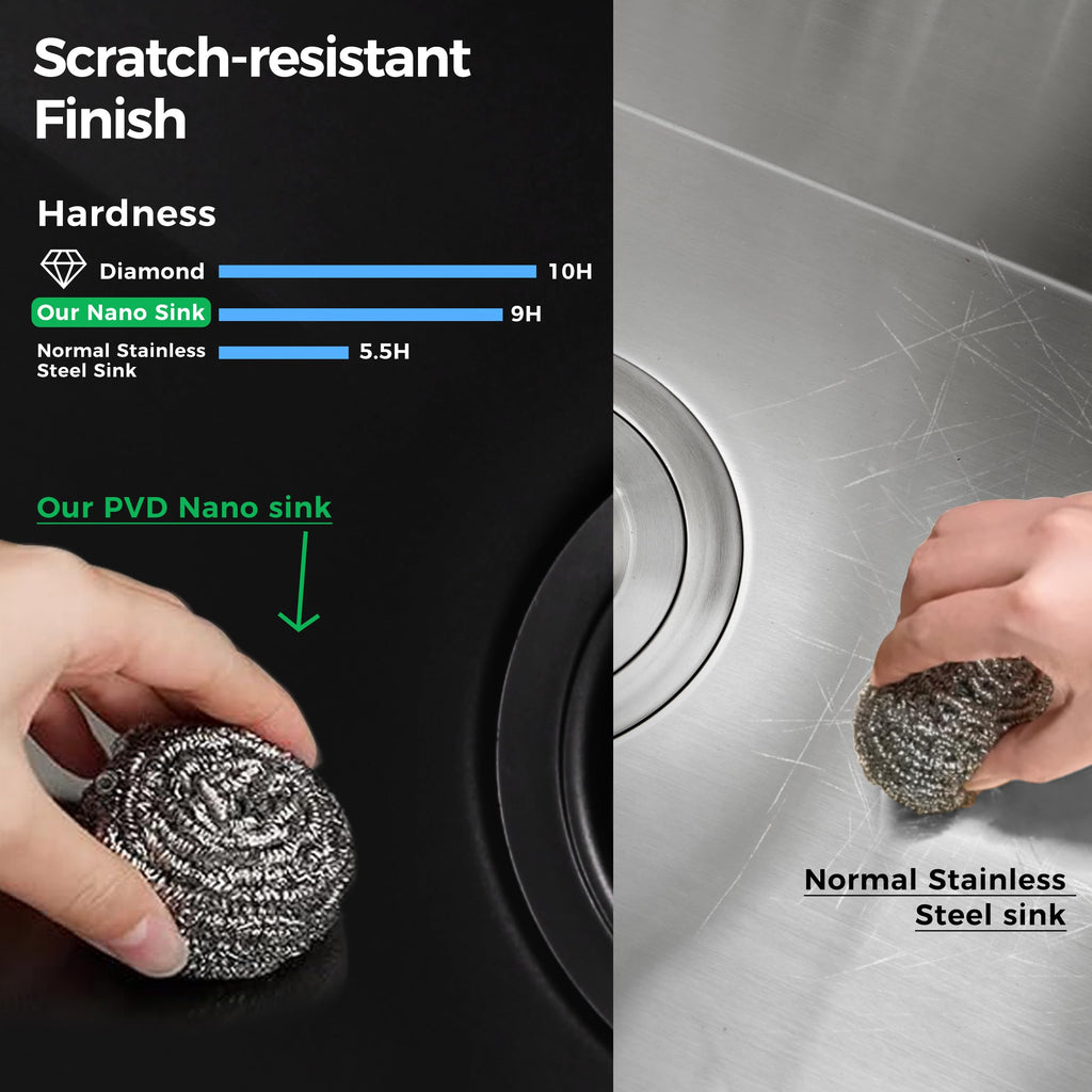 36 inch Black Stainless Steel Undermount Kitchen Sink, 36x19 Handmade 16 Gauge Single Bowl Workstation Sink, 10 Inch