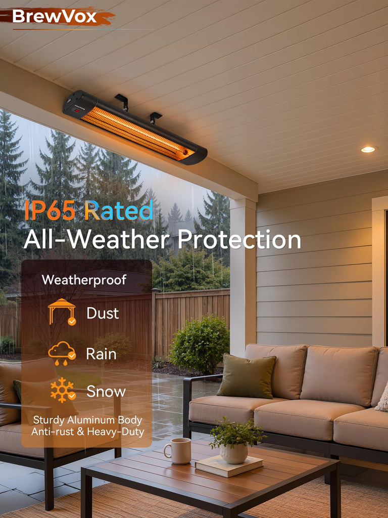 Patio Heater, 34" Carbon Infrared Electric Outdoor Heaters, Remote Control, 24H Timer, Wall & Ceiling Mount