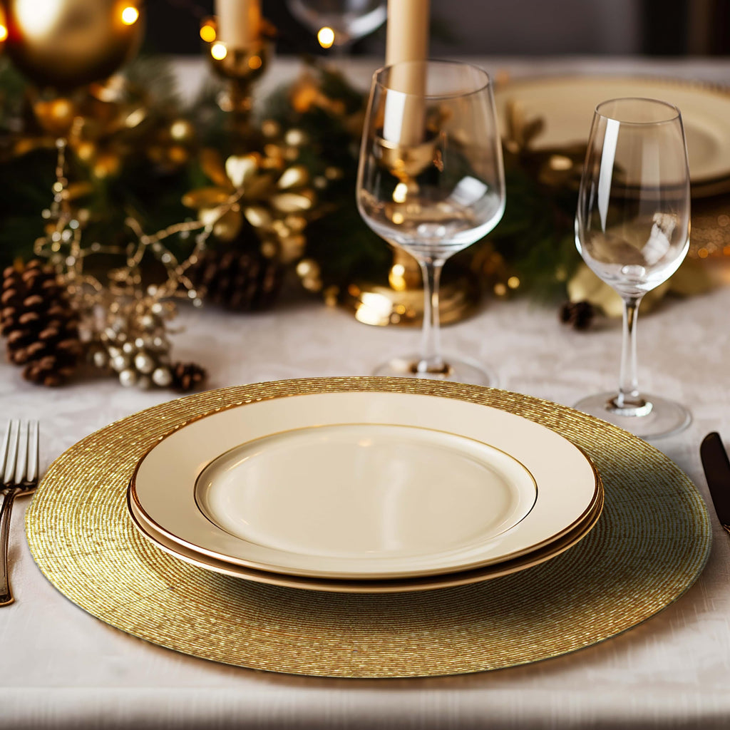Glitz Handmade Beaded Charger Placemats - Set of 4 - Gold